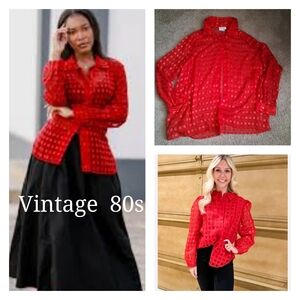 Voir Collection Vuntage 80s Red Blouse